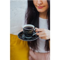 Чайная пара Доляна «Кассиопея», 2 предмета: чашка 200 мл, блюдце d=14.5 см, керамика