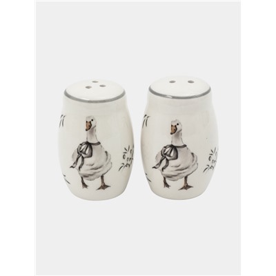 УЦЕНКА Набор для специй Доляна "Гуси" цвет белый 2 шт солонка, перечница 130 мл 11,5х6,2х8,8 см