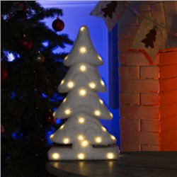 Светодиодная фигура «Ёлочка» 22×40×12 см, флок, батарейки ААх2 (не в комплекте), свечение тёплое белое