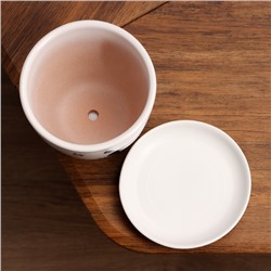 Горшок для цветов «Кот», 1 л, d=15 см, h=13 см, керамика, с поддоном, белый