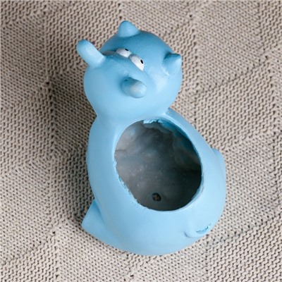 Декоративный горшок для цветов «Бегемотик», полистоун, 100 мл, 12×9×11 см, голубой