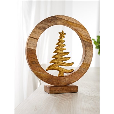 Сувенир интерьерный в деревянном кольце «Ель», 30×8×33 см