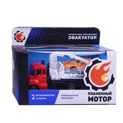 Эвакуатор инерц., металлическая кабина, металлическая мини машина, красный