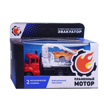 Эвакуатор инерц., металлическая кабина, металлическая мини машина, красный