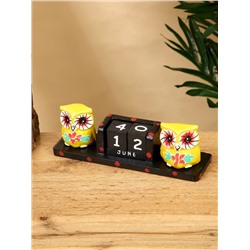 Календарь настольный «Совушки», 19×6×6 см, дерево, чёрно-жёлтый