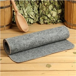 Коврик - лежак для бани и сауны «С лёгким паром», шерсть, полиэстер, серый, «Добропаровъ»