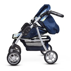 Коляска для кукол металл., складная, прогулочная с козырьком, с корзиной, принт листья