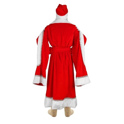 Карнавальный костюм «Дед Мороз», боярская шуба с узором, шапка, варежки, борода, р-р 52-54