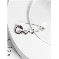 Булавка из серебра с фианитами родированная - Змея Бр-16рч