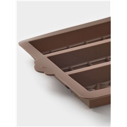 Форма для дубайского шоколада Доляна «Квадраты, полосы, пирамиды», 6 плиток, 27.5×17×2 см, силикон, коричневая