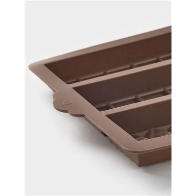 Форма для дубайского шоколада Доляна «Квадраты, полосы, пирамиды», 6 плиток, 27.5×17×2 см, силикон, коричневая
