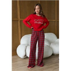 Пижама с брюками хлопковая TOMI (Красный)