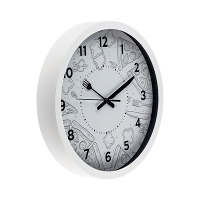 Часы настенные классические «Пицца», серия: Кухня, бесшумные, плавный ход, d=30.5 см, от батарейки 1×АА