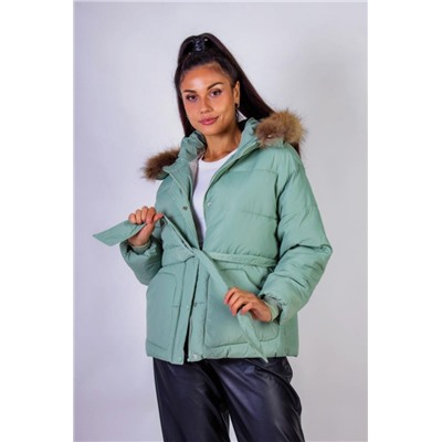 Куртка на поясе с капюшоном, евро-зима, демисезон арт.611 (Бирюзовый)