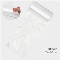 Мешок кондитерский, h=65 см, рулон 100 шт., 100 мкм, 65×28 см, прозрачный