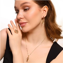 Комплект ювелирной бижутерии Итальянское золото (покрытие желтое 14к), серьги, кулон на цепочке и кольцо 17 р, арт.213.415-17