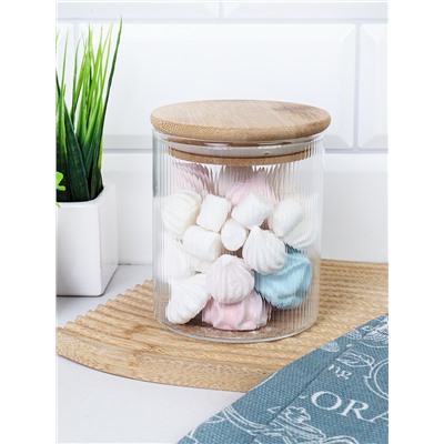 Банка круглая для сыпучих бамбуковая крышка d-65/150 мм Вертикаль 500 мл / 7177 /уп 120/