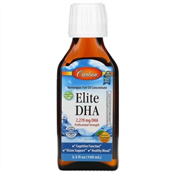 Carlson Labs, Elite DHA натуральный апельсиновый вкус, 2270 мг, 100 мл (3,3 жидк. унции)