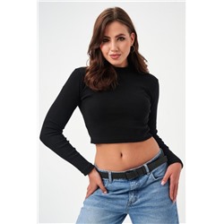 52719 водолазка женская укороченная (Черный)