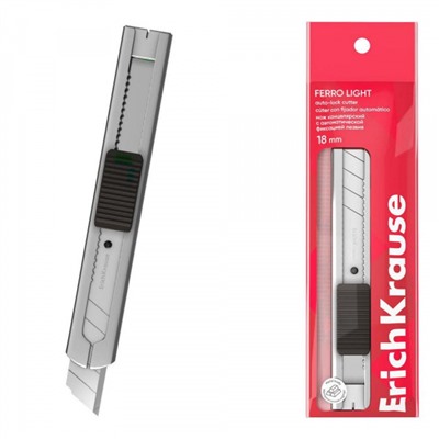 Нож канцелярский 18 мм 62754 Ferro Light металлический, автоматическая фиксация лезвия ErichKrause