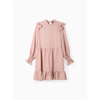 Платье мини женское с рюшами MIST, размер 44, розовое