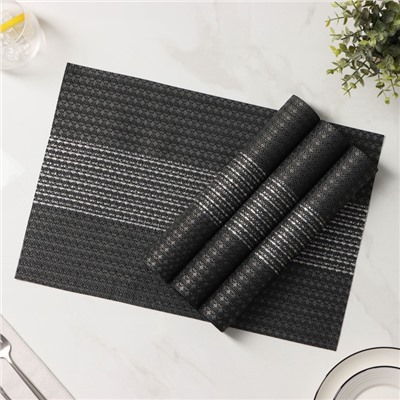 Салфетки сервировочные на стол Доляна «Сияние», 4 шт., 45×30 см, чёрные