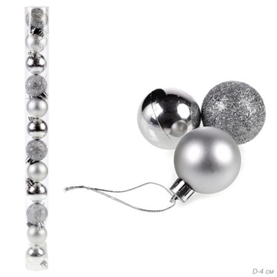 Елочные шары 12 штук 4 см / HX-12/3 /уп 192/ серебро