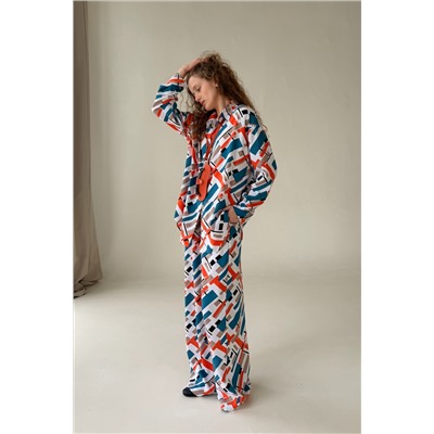 Рубашка  СЕТ001/16/Синий, оранжевый