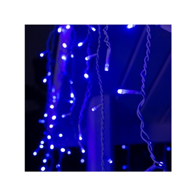 Гирлянда «Бахрома» 4×0.6 м, IP44, белая нить, 180 LED, свечение синее, 8 режимов, 220 В