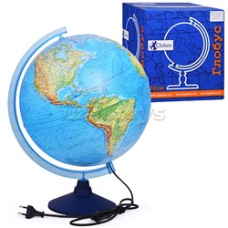 Глобус Земли физико-политический 320мм с подсветкой Рельефный Классик Евро