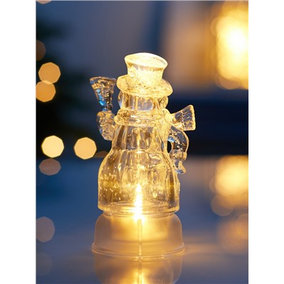 Световая фигура «Снеговик», 13 см, 1 LED, от батареек LR44×3, свечение тёплое белое