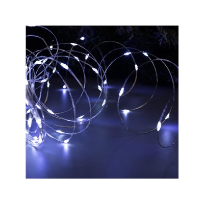 Гирлянда «Нить» 20 м роса, IP20, серебристая нить, 200 LED, свечение белое, 12 В