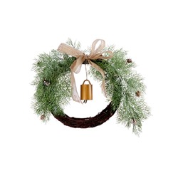 Декоративный венок «Ель с колокольчиком», d=55 см, 30 LED, от батареек CR2032×2, свечение тёплое белое