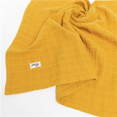 Полотенце муслиновое LoveLife, 50×90 см, 100% хлопок, 3-сл, 180 г/м², цвет «горчица»
