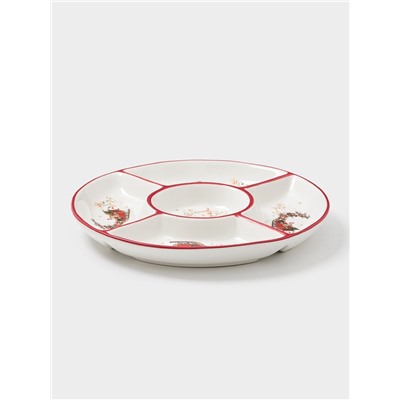 Менажница новогодняя Доляна «Сани Деда Мороза», 5 ячеек, 25.5×3.1 см, доломит, белая