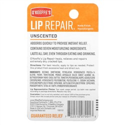 O'Keeffe's, Lip Repair, Lip Balm, Unscented, 0.15 oz (4.2 g)