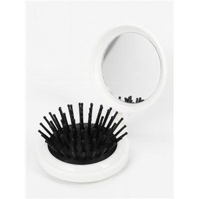 Расчёска массажная «Котики», складная, с зеркалом, d=6.5 см, МИКС