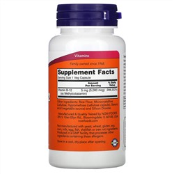 Now Foods, метил B12, 5000 мкг, 90 вегетарианских капсул