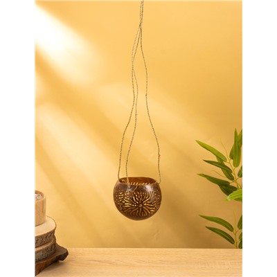 Подсвечник подвесной из кокоса, 9-12 см, коричневый