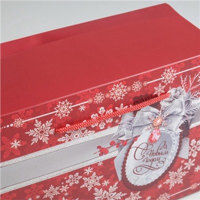 Пакет - коробка подарочный «С Новым годом!», 23×18×11 см