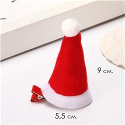 Заколка для волос Новогодняя "Красный колпак"