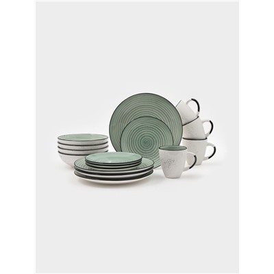 Набор тарелок Доляна Nature, 4 шт., d=27 см, керамика, зелёные