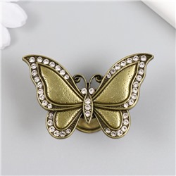 Ручка для шкатулки металл «Бабочка», стразы, бронза, 3.6×5.5×2.2 см