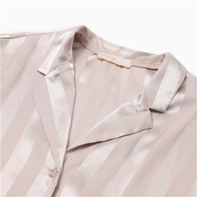 Пижама женская (рубашка, брюки) KAFTAN Silk «Полоска», цвет кремовый, размер 44-46