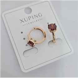 Серьги коллекция "Xuping" покрытие позолота, вставка: фианит, цвет: красный, арт.004.009