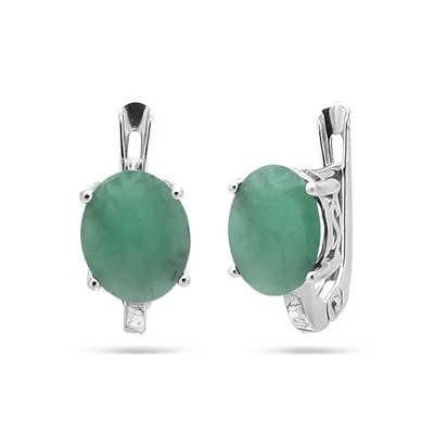 Серьги из серебра изумруд, SL-RIC51