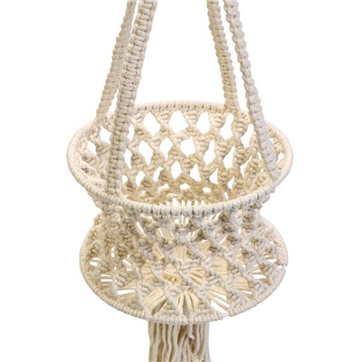 Кашпо - макраме «Лея», 20×20×13 см, текстиль, подвесное, бежевое