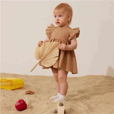 Комплект для девочки (туника, шорты) MINAKU, размер 62-68 см, бежевый