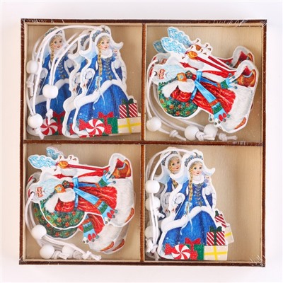 Подвески «Дед Мороз и Снегурочка», набор 12 шт., МИКС