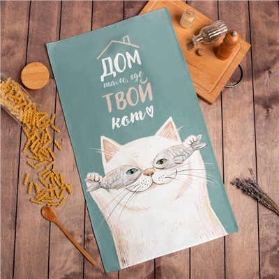 Полотенце «Этель. Кот», 40×73 см, 100% хлопок, саржа 190 г/м²